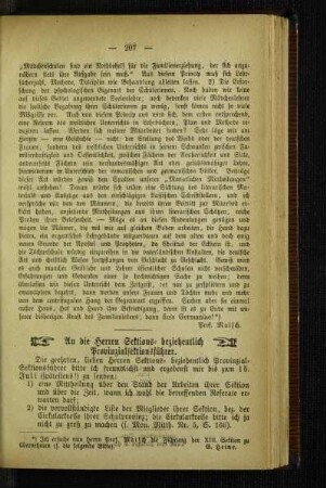An die Herren Sektions- beziehentlich Provinzialsektionsführer