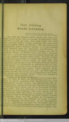 Erste Abteilung. Stadt Leipzig