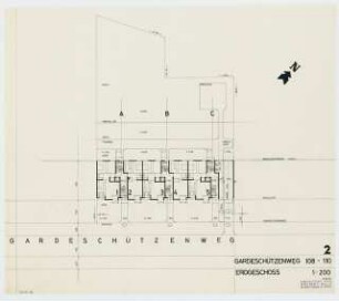 Wohnhäuser Gardeschützenweg 108-110, Berlin-Lichterfelde: Grundriss Erdgeschoss 1:200