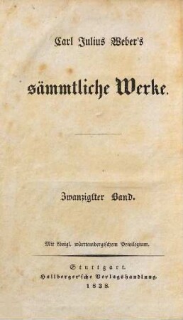 Carl Julius Weber's sämmtliche Werke, 20. Democritos oder hinterlassene Papiere eines lachenden Philosophen