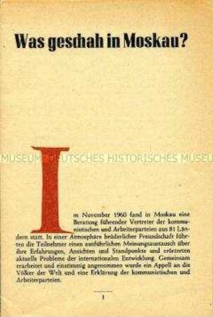 Dokumentation zum Treffen kommunistischer und Arbeiterparteien aus 81 Ländern in Moskau 1960