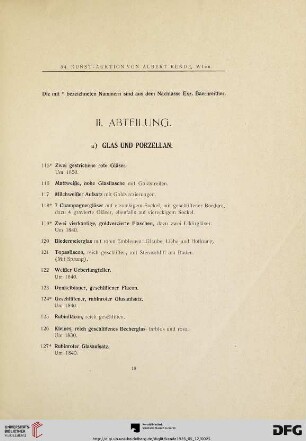 a) Glas und Porzellan (Nr. 115-172)