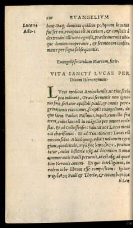Vita Sancti Lucae Per Divum Hieronymum.