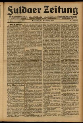 Erste Ausgabe vom Donnerstag, den 30. Oktober 1913.