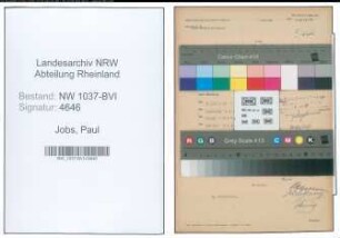 Entnazifizierung Paul Jobs , geb. 28.11.1889 (Lehrer)