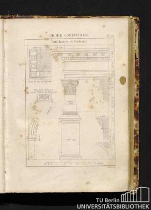 Pl. 12. Ordre Corinthien. Entablement et Piédestal.