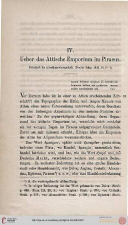 Kapitel IV: Ueber das Attische Emporium im Piraeus