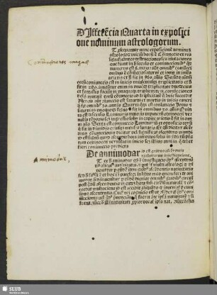 Differentia Quarta in expositione nominum astrologorum