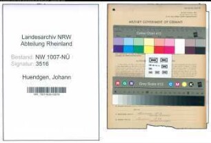 Entnazifizierung Johann Huendgen , geb. 14.01.1902 ()