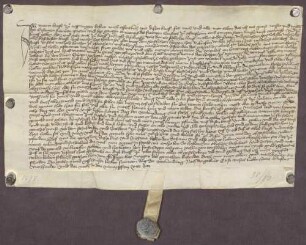 Gültverschreibung des Martin Krafft, Bürger zu Ispringen, über sechs Pfund Heller Hauptgut, für das er jährlich sechs Schilling Heller an das Frauenkloster zu Pforzheim zahlt.