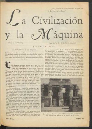 La civilización y la máquina : (Una serié de artículos actuales)