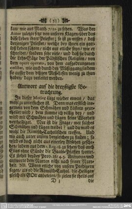 Antwort auf die dreyßigste Betrachtung