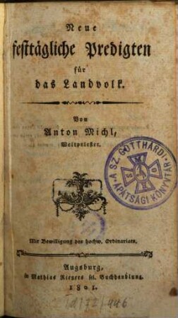 Neue festtägliche Predigten für das Landvolk