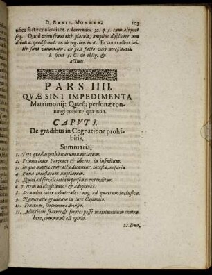 Pars IIII. Quæ Sint Impedimenta Matrimonij [...]