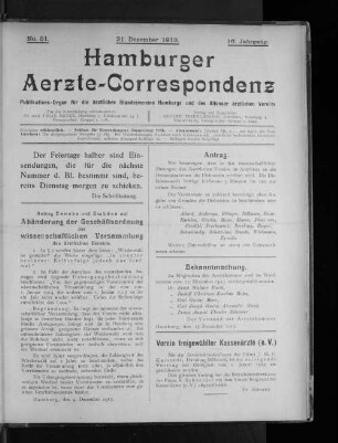 No. 51. 21. Dezember 1913. 16. Jahrgang.