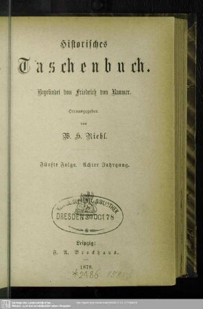 5.F.8.1878: Historisches Taschenbuch