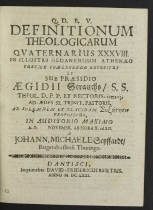 Definitionum Theologicarum Quaternarius XXXVIII.