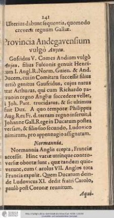 Provincia Andegavensium vulgo Anjou.