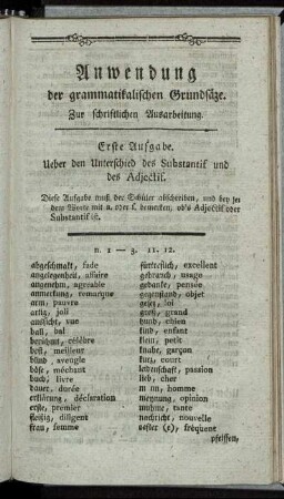 Anwendung der grammatikalischen Grundsäze. Zur schriftlichen Ausarbeitung.