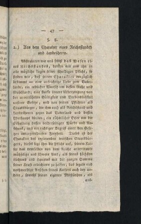 47-49, 2.) Aus dem Charakter eines Reichsstandes und Landesherrn. §. 8.
