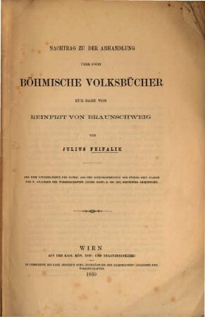 Zwei böhmische Volksbücher zur Sage von Reinfrit von Braunschweig, 2