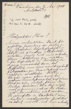 Brief an Ludwig Strecker  und B. Schott's Söhne : 09.05.1908