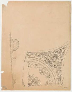 Thiersch, Friedrich von; München; Justizpalast - Dekorationsentwurf Decke (Ansicht, Schnitt)