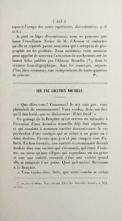 Sur une locution nouvelle.
