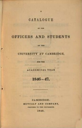 Catalogue of the officers and students of Harvard University. 1846/47 (1846)
