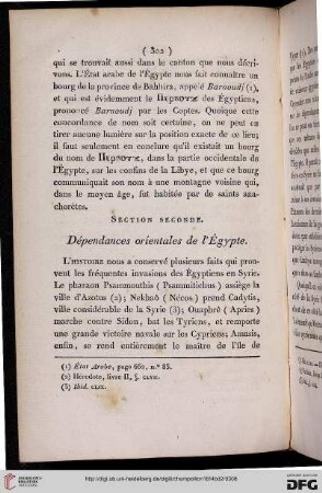 Section seconde: Dépendances orientales de l’Égypte