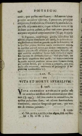 Cap. V. De Vita Et Morte Animalium