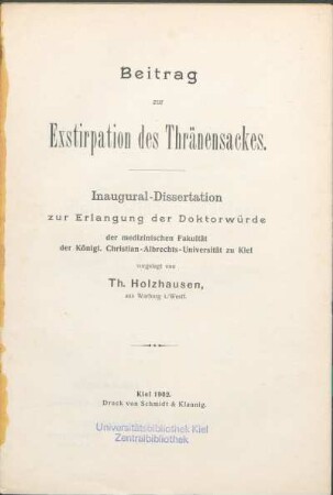 Beitrag zur Exstirpation des Thränensackes