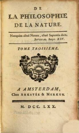 De la Philosophie De La Nature, 3