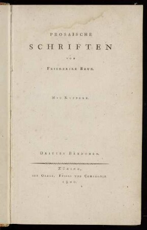 3: Prosaische Schriften. Drittes Bändchen
