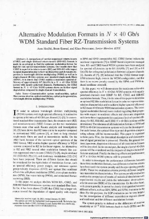 Alternative modulation formats in Nx40 Gb/s WDM standard fiber RZ-transmission systems