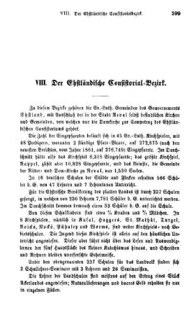 VIII. Der Ehstländische Consistorial-Bezirk