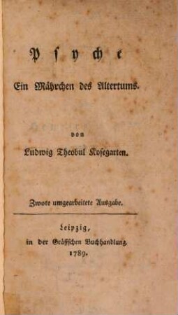 Psyche : Ein Mährchen des Alterthums