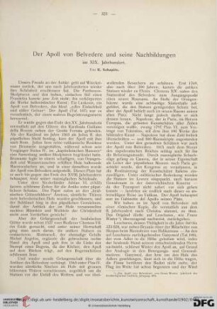 Der Apoll von Belvedere und seine Nachbildungen im XIX. Jahrhundert