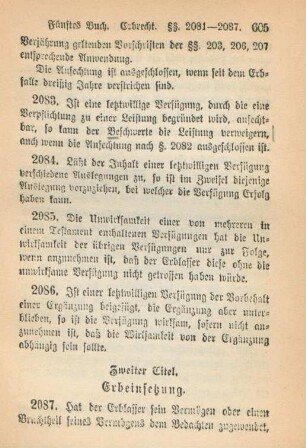 Zweiter Titel. Erbeinsetzung