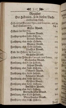 Register Der Historien, so in diesem Buche enthalten sind.
