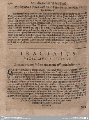 Tractatus Vigesimus Septimus. Zenexton contra Pestem und andere gifftige Infectionen.