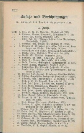 Zusätze und Berichtigungen die während des Druckes eingegangen sind.