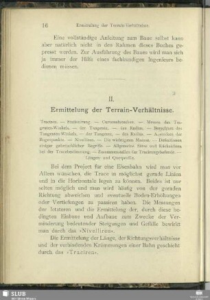 II. Ermittelung der Terrain-Verhältnisse