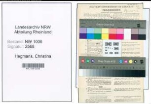 Entnazifizierung Christina Hegmans , geb. 09.06.1893 ()