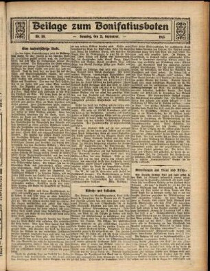 Zweite Ausgabe vom Sonntag, den 21. September 1913.