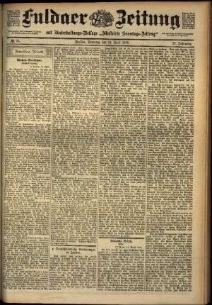 Zweite Ausgabe vom Samstag, den 21. April 1900.