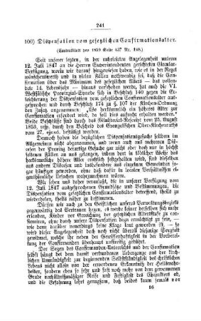 Dispensation vom gesetzlichen Confirmationsalter : [IV. Elementarschulwesen]