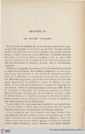 Chapitre IV: Les coutumes funéraires