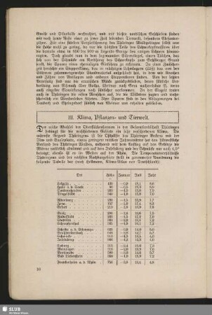 III. Klima, Pflanzen- und Tierwelt