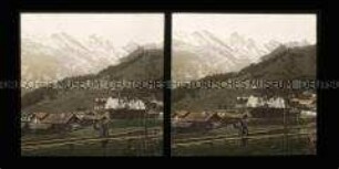 Dorf Mürren und Blick zu den Gletschern